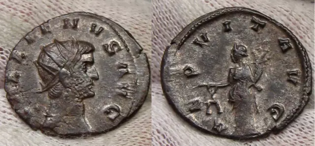 Romano Gallienus 260-268 Anuncio Billon Antoninianus S-10167 Rev Aeqvit 2.6g