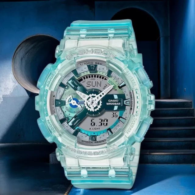 Casio G-Shock GMA-S110VW-2A durchscheinend blau analog digital Damen Sportuhr