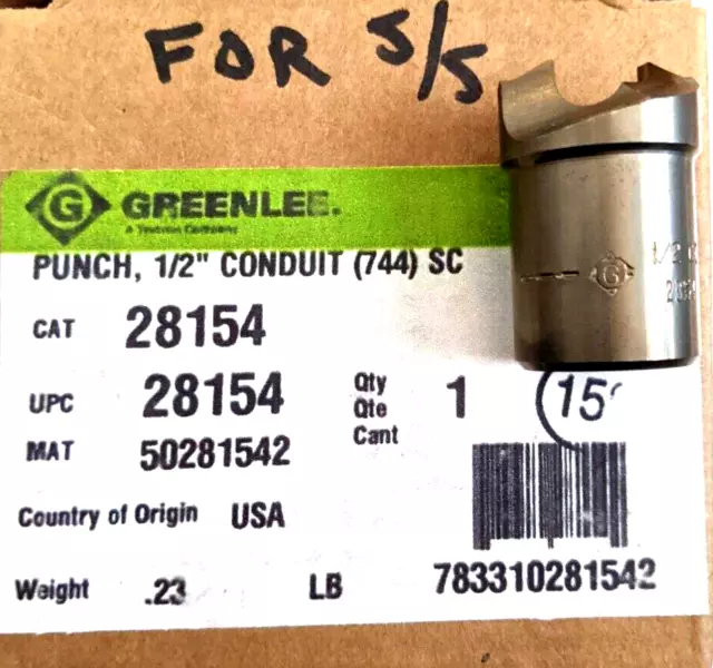 New Greenlee 1/2" Conduit Slug-Splitter SC Punch For Stainless Steel (28154)