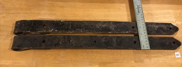 Antique Barn Strap Hinges Hand Hammered Wrought Iron  Approx. 22” - 23” Lot Of 2 8