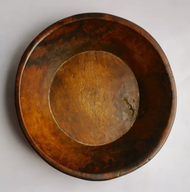 Superb Large  18th century or earlier antique wooden bowl hand carved.