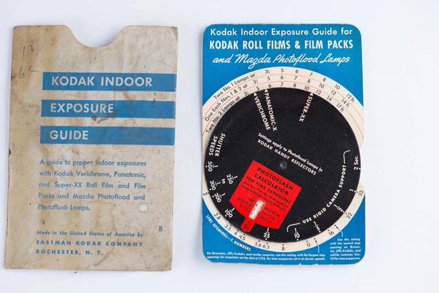 Años 1930 KODAK GUÍA DE EXPOSICIÓN INTERIOR esfera calculadora en manga original