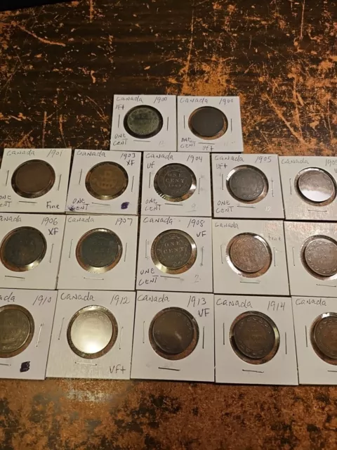 1900s Canada 1 Cent Coin Lot