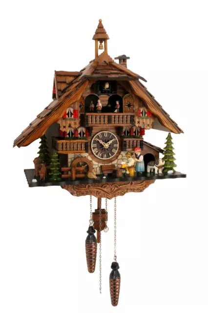 cuckoo clock black forest quartz german music quarz chalet wood beer drinker new 2