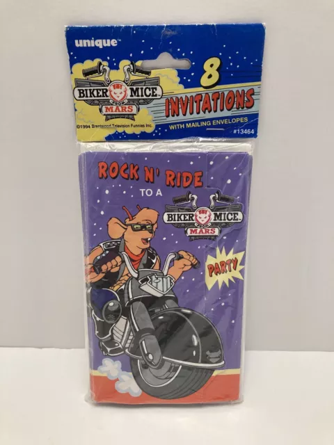 Biker Mice From Mars Invitations 8 Rock N' Ride 1994 Brentwood Television NOS