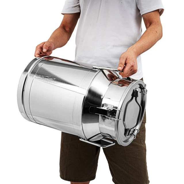 30L Stainless Steel Milk Can Milk Bucket Wine Pail Jug Oil Barrel Canister w/Lid
