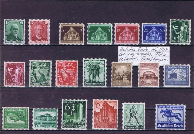 DR 1933/45 Lot ungebr., Falz, k.Gummi, Anhaftungen