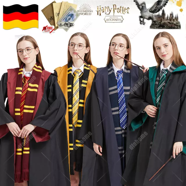 Harry Potter Gryffindor Slytherin Hufflepuff Kostüm Robe Mantel Umhang Krawatte 3