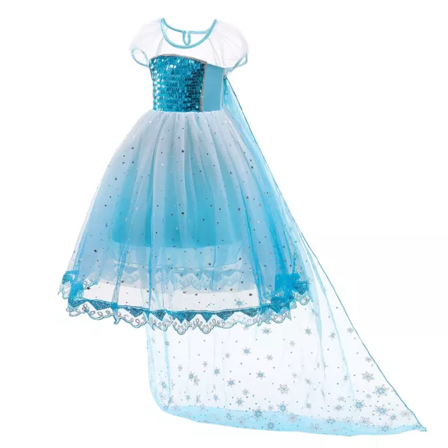 Girls Elsa Dress Deluxe Princess Party Costume Kids Birthday Gift for Age 3-10