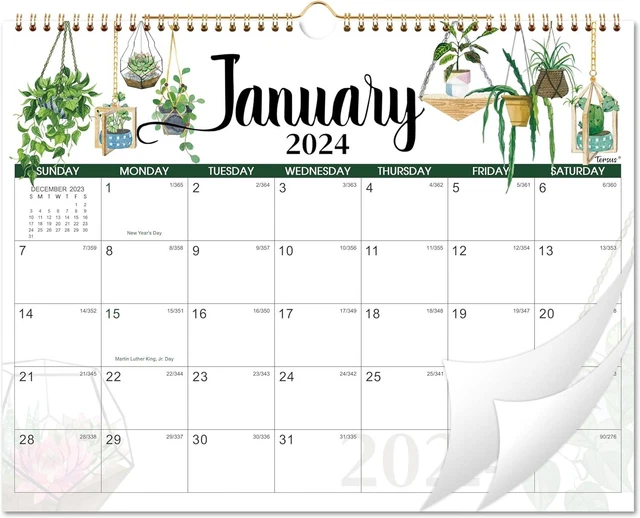 2024 WALL CALENDAR 2024, 12 17'' x 12'', Horizotal & Green 17.63