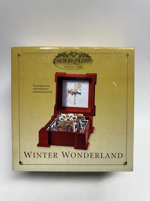 MR. CHRISTMAS GOLD Label Winter Wonderland Wood Music Box
