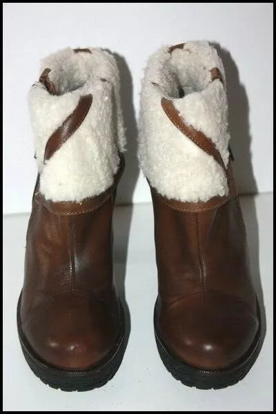 DIESEL Bottines Boots Fourrées Cuir Marron Talons Hauts T 39 TTBE 3