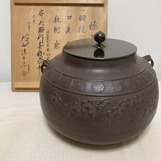 Teapot kettle Chagama Tea Ceremony Cast Iron Japanese D01