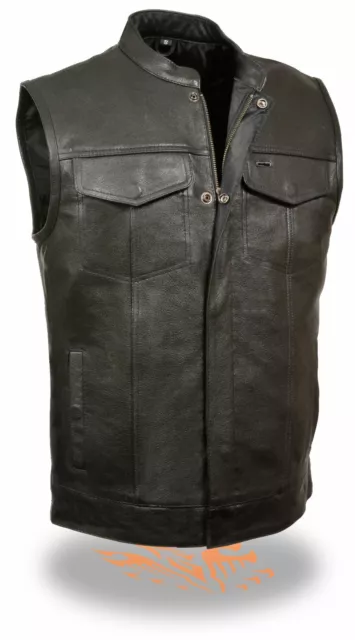 Milwaukee Leather SOA Mens Club Bike Vest w/ 2 Gun Pockets Snap & Zipper LKM3710