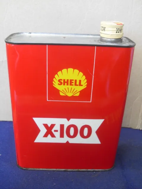 Bidon  Ancien   Huile  Garage   "  Shell   X100  "    Années   50
