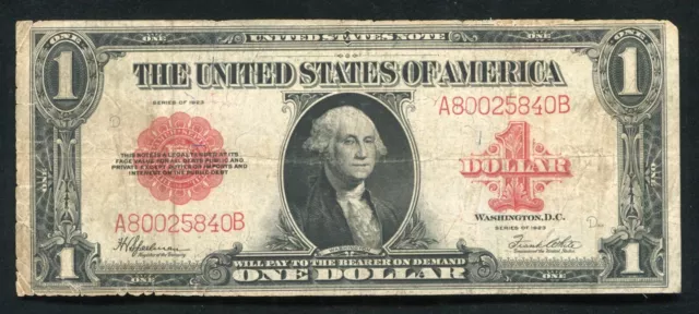 Fr. 40 1923 $1 One Dollar Red Seal Legal Tender United States Note Very Fine