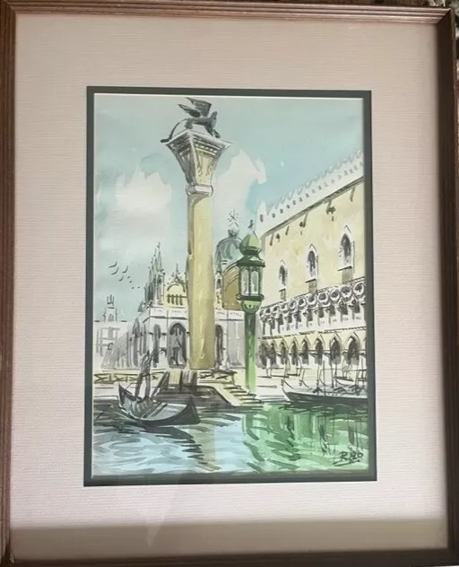 Lorenzo Rizzi Watercolor Painting of Venice St. Mark's Square