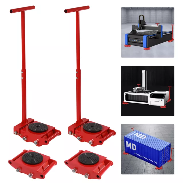 4 PCS Machinery Skate Dolly 6t/13200lbs Industrial Machinery Mover 360° Rotation