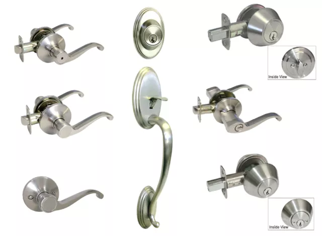 Satin Nickel door knob lever entry privacy passage dummy deadbolt Brushed Locks