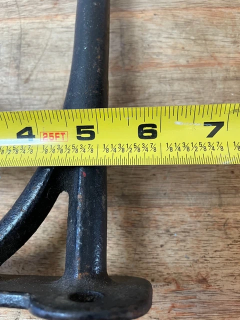Vintage LARGE Heavy Duty COAT HOOK 12" Cast Iron tack harness barn hat wall 6