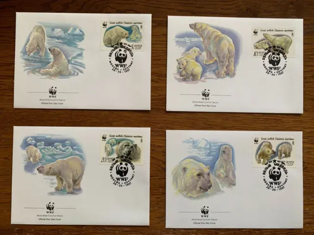 WWF Russia Polar Bear 1987 Official FDC Cover Stamp Set H/S