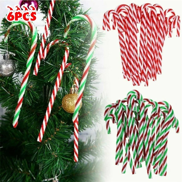 Ensemble de 6 ornements festifs pour sapin de Noël canne à bonbons pour sentie