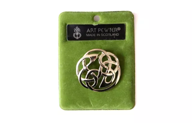 Art Pewter Scotland - "Lindisfarne" Celtic Brooch - Boxed