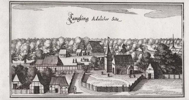 Langlingen LK Celle Niedersachsen Langeln Ansicht Kupferstich Merian 1650