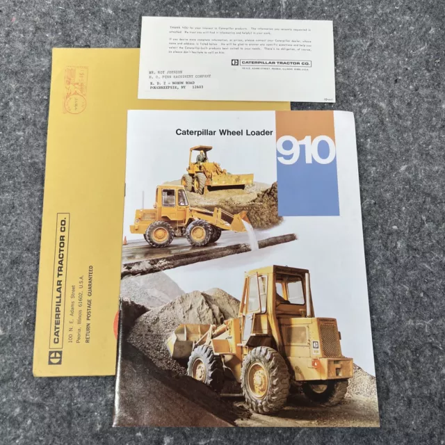 Equipment Brochure - Caterpillar - 910 - Wheel Loader - c1970's with Envelope