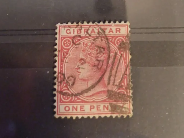 Gibraltar 1886 Stamp QV Sg40 One Penny Red Used