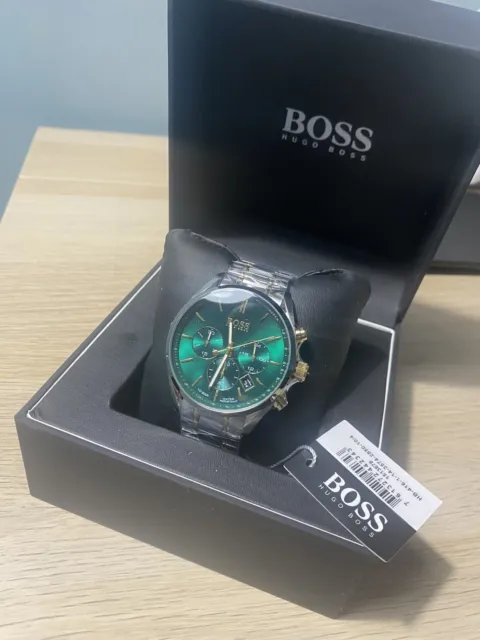 Hugo Boss Homme Champion Chrono Montre Hb1513878 Cadran Vert -Garantie -...