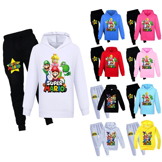 Felpa casual bambini nuovi vestiti Mario felpe con cappuccio casual pantaloni top outfit