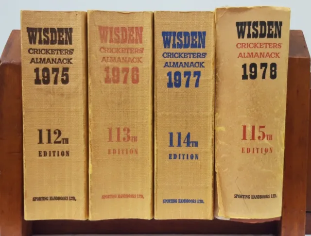 Wisden Cricketers'  Almanacs - 4 Editions 1975-1978 - Soft & Hard Covers (LOT 4)