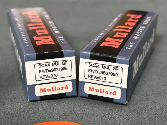 Pair of Mullard 6CA4 / EZ81 Rectifier Tubes - Amplitrex - See Test Scores