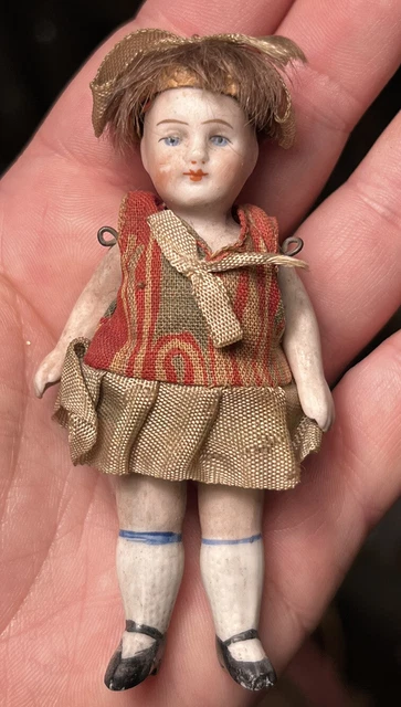 Sweet Antique German 3 1/2” All Bisque Doll marked 230 3 1/2 Kestner