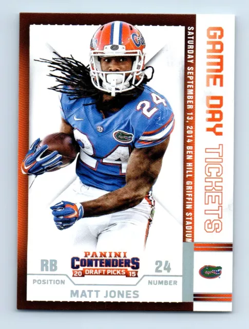 2015 Panini Contenders Draft Picks Game Day Tickets Matt Jones Florida Gators