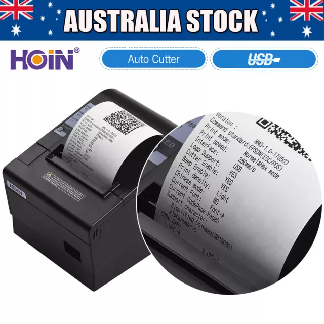 HOIN 80mm Thermal Receipt POS Printer Set Auto Cutter Printer Clear Printing AU