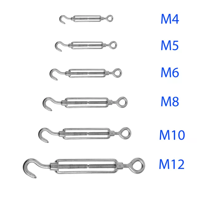 Turnbuckle Wire Tensioner Strainer Stainless Steel Hook and Rope Cable Tension