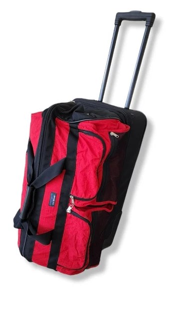 Vintage LL Bean Rolling Duffle Luggage Bag Red Large 26"