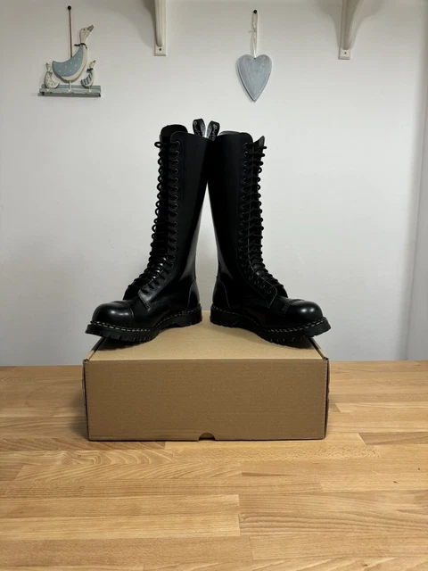 GRIPFAST BLACK HI SHINE 20 Eye Steel Toe Derby Boot UK9 Only 245 245.00 PicClick UK