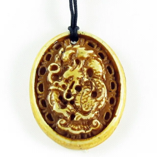 Zodiac Bone Necklace pendant Carved style w/ bead cord