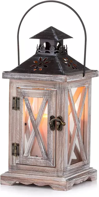 Lanterna Portacandele Lanterne a Candela Decorative in Metallo in Legno Invecchi