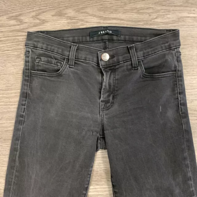 J. Brand Low Rise Crop Skinny Jeans Women's Size 25 Destroyed Black Denim Pants* 3