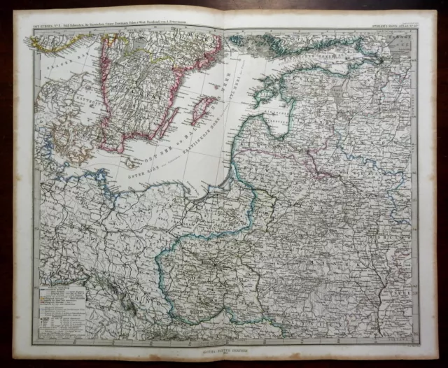 Eastern Russia Poland Kingdom of Prussia Estonia 1867 Petermann detailed map