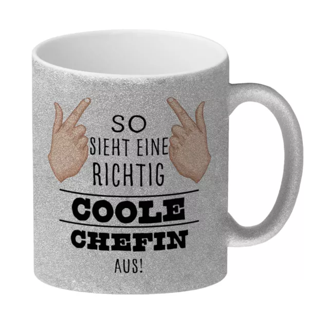 SO SIEHT EINE richtig coole Chefin aus GlitzerKaffeebecher für die