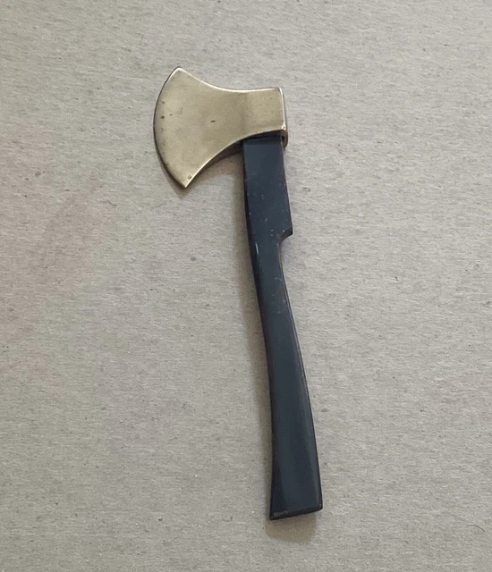 VTG Decorative Brass Axe With Mother of Pearl-style Handle, 7 1/4” L , Unmarked
