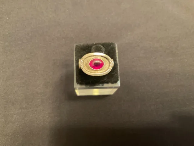 # Bague argent avec pierre ovale rose (T54)