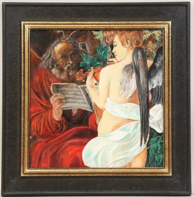 Josef & der musizierende Engel Ölgemälde nach Caravaggio datiert 2006 (BK3940)