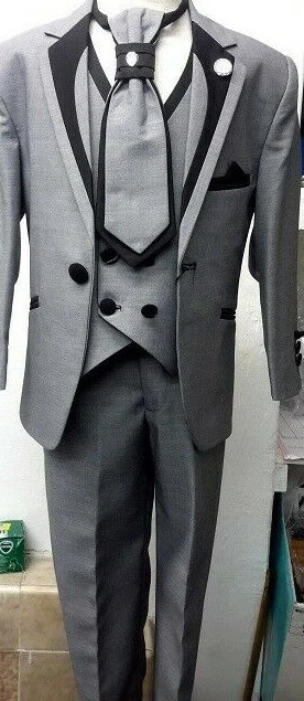 Nuovissimo Abito Formale 4 Pezzi Ragazzo Ballo Abito Da Sposa In Grigio Età Da 1 A 13