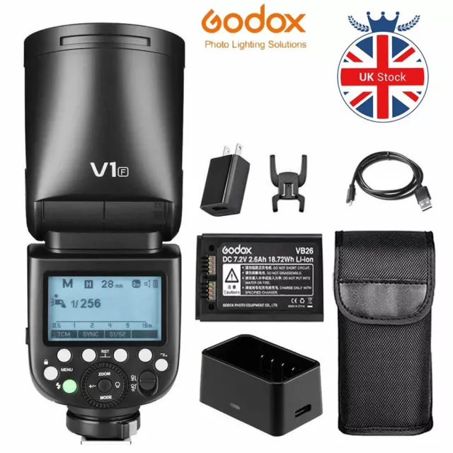 Big Sale UK Stock Godox V1F 2.4G TTL Round Head Camera Flash Speedlight for Fuji